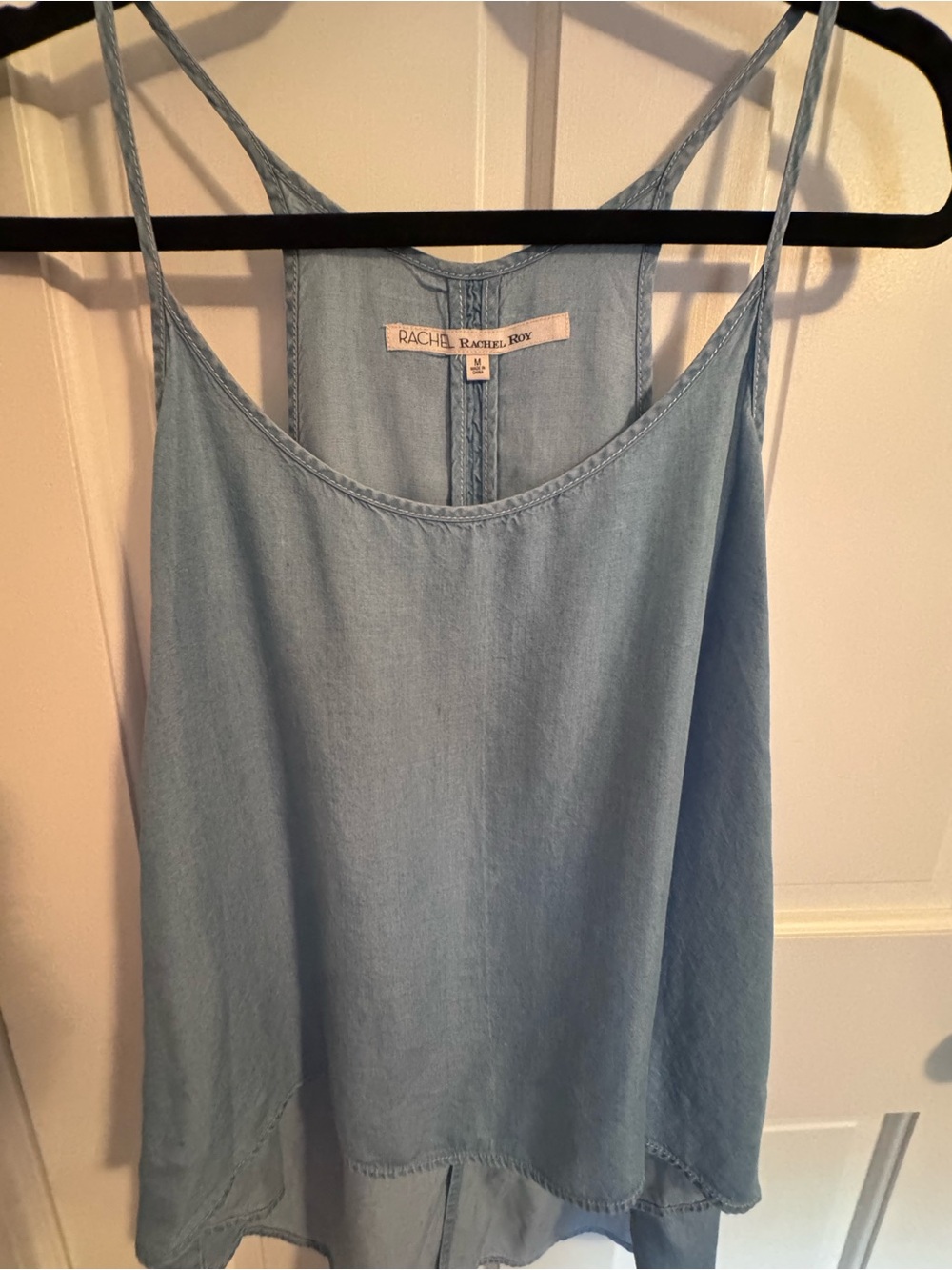 RACHEL Rachel Roy Pale Blue Chambray Spaghetti Strap Tank